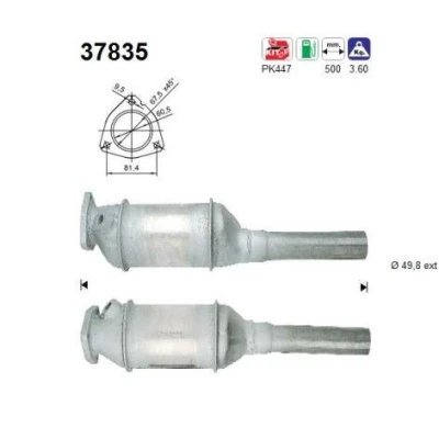 Bilde av AS 37835 Katalysator 500mm VOLKSWAGEN: GOLF 2