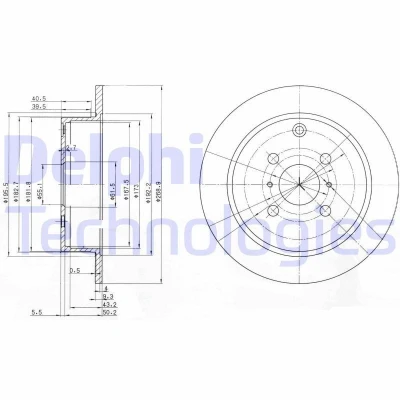 Bilde av DELPHI BG3867 Bremseskiver 269 9 4 fullt ut oljet ubehandlet uten hjullager, ABS sensorring TOYOTA: Corolla IX Station Wagon