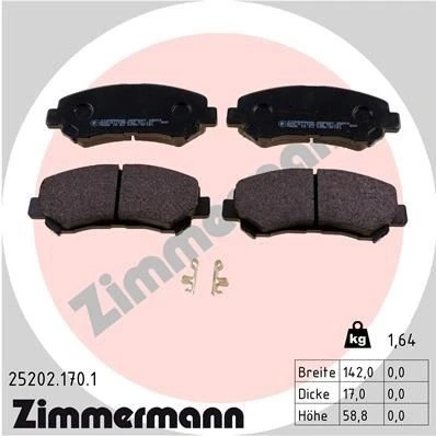 Bilde av ZIMMERMANN 25202.170.1 Bremseklosser med akustisk slitasjevarsel Bildet viser leveranseinnholdet NISSAN: Qashqai / Qashqai+2 I, X Trail, Juke