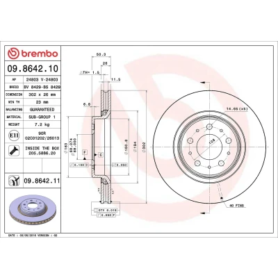 Bilde av BREMBO COATED DISC LINE 09.8642.11 Bremseskiver 302 26 5 innvendig ventilert belagt med skruer VOLVO: XC70 I Cross Country, V70 I, 850 Stasjonsvogn
