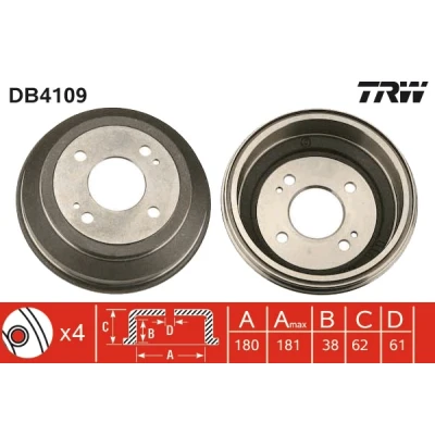 Bilde av TRW DB4109 Bremsetrommel