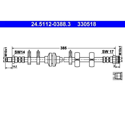 Bilde av ATE 24.5112 0388.3 Bremseslange 385 M10x1