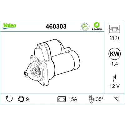Bilde av Starter saab 90, 900 i, cabriolet combi coupe 9000, 9000 halvkombi OE 30517866, 32025621, 32025622