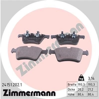 Bilde av ZIMMERMANN 24151.202.1 Bremseklosser Bildet viser leveranseinnholdet MERCEDES BENZ: ML Klasse, GL, R Klasse