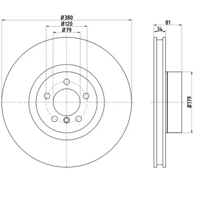 Bilde av VAICO V48 80008 Bremseskiver framaksel 380 34 5 120 ventilert Original Quality LAND ROVER: Range Rover 3