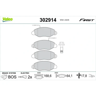 Bilde av VALEO 302914 Bremseklosser framaksel inkl. slitasjevarselkontakt med skruer, antihyle blikk NISSAN: Cabstar E Flatvogn lastebil / Chassis