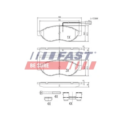 Bilde av FAST FT29130 Bremseklosser framaksel med integrert slitasjesensor FIAT: Ducato III Flatvogn lastebil / Chassis, Minibuss, Van