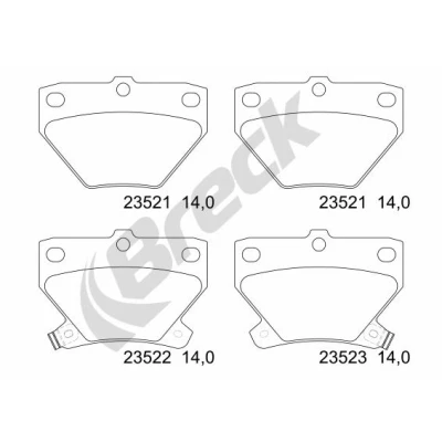 Bilde av BRECK 23521 00 704 10 Bremseklosser med akustisk slitasjevarsel tilbehør TOYOTA: Corolla IX Hatchback, Station Wagon, Prius II Liftback