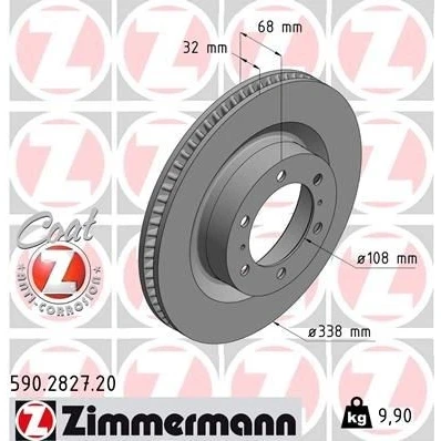Bilde av ZIMMERMANN COAT Z 590.2827.20 Bremseskiver 338 32 8/6 6 140 innvendig ventilert belagt TOYOTA: Land Cruiser Prado 150
