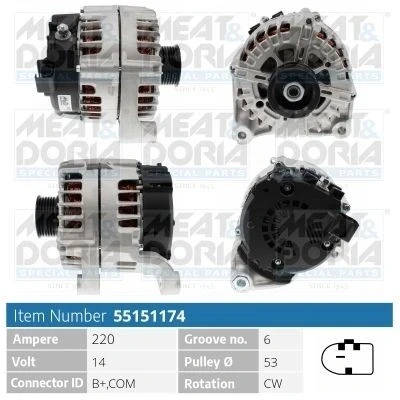 Bilde av Dynamo 14V 220A Meat &amp; doria 55151174 bmw OE 12317823341, 12317823342, 12318515754