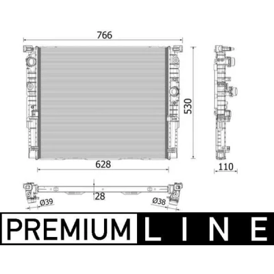 Bilde av MAHLE ORIGINAL CR 2215 000P Radiator 628 530 28 Kjøleribber loddet