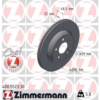 Bilde av ZIMMERMANN 400.5523.30 Bremseskiver 300 22 6/5 5 112 ventilert, todelt bremseskive belagt høy karbon MERCEDES BENZ: E Klasse Sedan, T modell