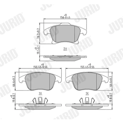Bilde av JURID 573674J Bremseklosser ikke klargjort for slitasjeindikator med kolbleklips uten tilbehør FORD: Mondeo 5 Kombi, S Max Mk2,