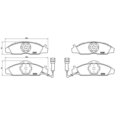 Bilde av BREMBO P 15 003 Bremseklosser inkl. slitasjevarselkontakt med kolbleklips uten tilbehør SSANGYONG: Musso SUV