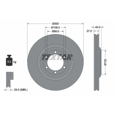 Bilde av TEXTAR PRO 92282403 Bremseskiver 300 27 06/06 109 innvendig ventilert belagt uten hjullager, hjulfestebolt, hjulnav ISUZU: D Max II Pick up