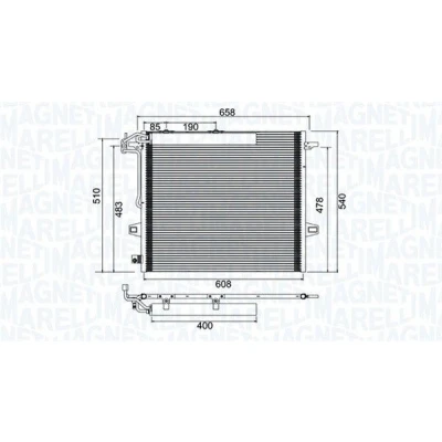 Bilde av MAGNETI MARELLI 350203947000 Kondensator med tørker 608x540x16 540 608 16 MERCEDES BENZ: R Klasse, GL