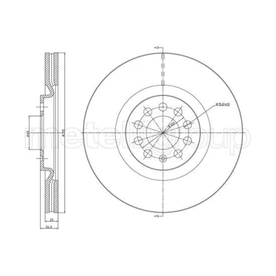 Bilde av METELLI Bremseskive VOLKSWAGEN: Polo V Hatchback, AUDI: A1 Sportback 310,0mm 25,0mm 5 65,0mm ventilert 23 1515C 6R0615301B Bremseskiver