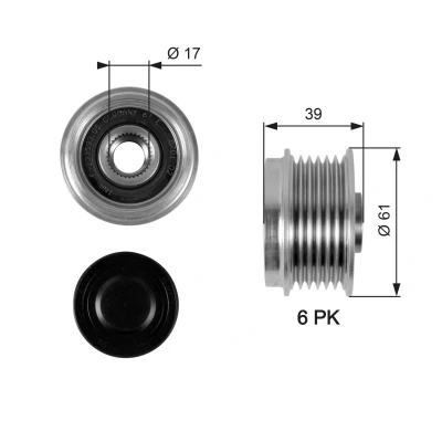 Bilde av GATES OAP7042 Frihjul Dynamo 39 FleetRunner Micro V Stretch Fit VOLKSWAGEN: Polo IV Hatchback