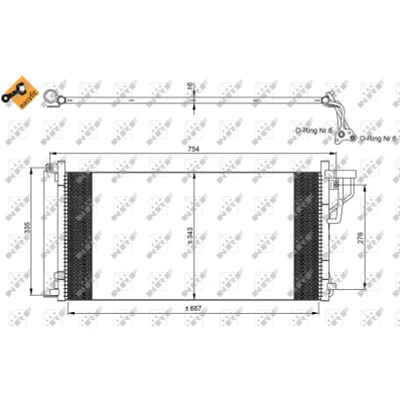 Bilde av NRF EASY FIT 35962 Kondensator med tørker, tetningsring 14,1 9,4 Aluminium 667