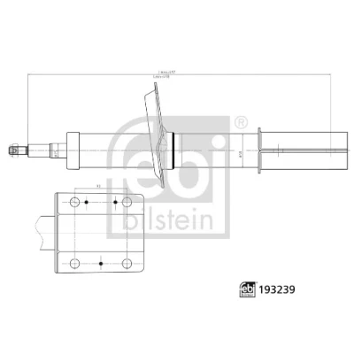 Bilde av FEBI BILSTEIN 193239 Støtdemper framaksel venstre, høyre oljetrykk 692mm 498mm fjærbein øvre stift, nedre klemme