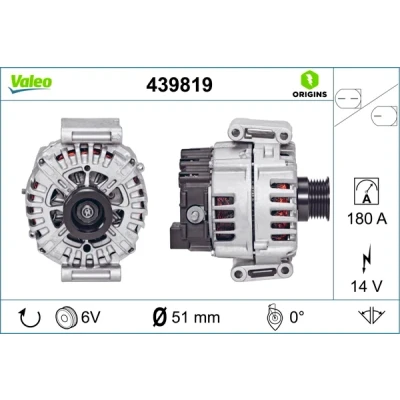 Bilde av VALEO 439819 Dynamo 14V 180A MERCEDES BENZ: C Klasse T modell, Sedan, E Sedan