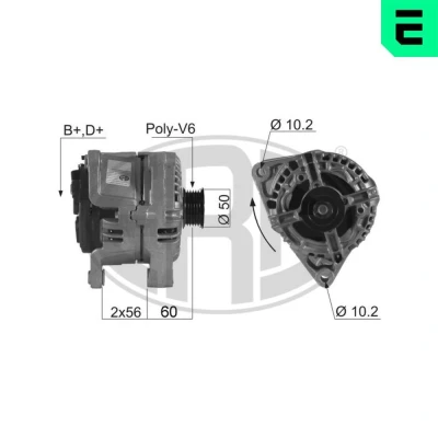 Bilde av ERA 210037A Dynamo 14V 100A OPEL: Astra G CC, Omega B Caravan, Vectra Stasjonsvogn