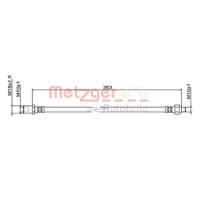 Bilde av METZGER 4111495 Bremseslange venstre bakaksel, høyre innvendig 353 M10x1 IVECO: DAILY 4 Kasten/Kombi