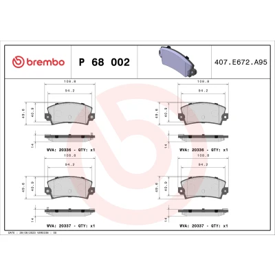Bilde av BREMBO P 68 002 Bremseklosser med akustisk slitasjevarsel uten tilbehør RENAULT: ESPACE 2