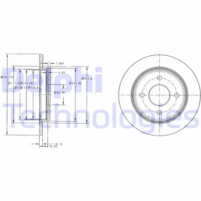Bilde av DELPHI BG3054C Bremseskiver 253 10 4 fullt ut belagt ubehandlet uten hjullager, ABS sensorring FORD: FIESTA 6, Sierra Mk2 Hatchback, SCORPIO 1