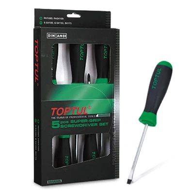 Bilde av TOPTUL GAAE0504 Skrutrekkersett 5 plast spor, Krysspor (PH) 5.5, 6.5, 8.0, PH1, PH2 Display (kartong)
