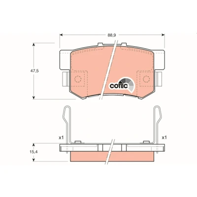 Bilde av TRW COTEC GDB3154 Bremseklosser med akustisk slitasjevarsel HONDA: CR V 2, Jazz ACCORD 6 Coupe