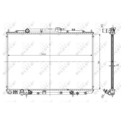 Bilde av NRF 56052 Radiator Aluminium 765 500 23 med påbyggingsdeler Kjøleribber loddet
