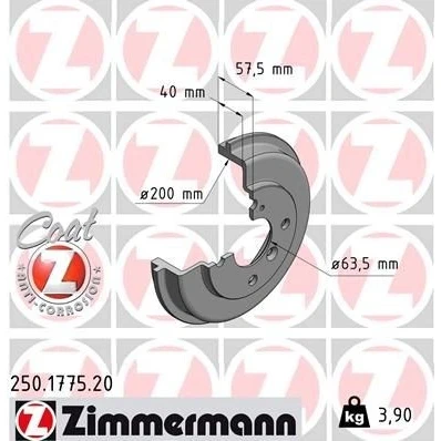 Bilde av ZIMMERMANN COAT Z 250.1775.20 Bremsetrommel 244 FORD: FIESTA 6