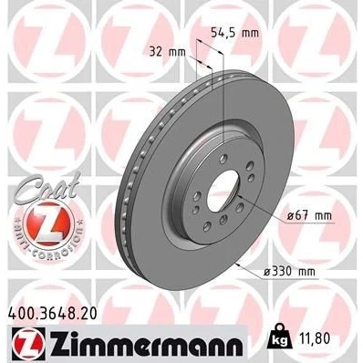 Bilde av ZIMMERMANN COAT Z 400.3648.20 Bremseskiver 330 32 8/5 5 112 innvendig ventilert belagt høy karbon MERCEDES BENZ: ML Klasse, R Klasse