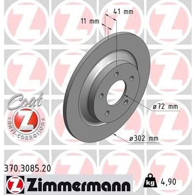 Bilde av ZIMMERMANN COAT Z 370.3085.20 Bremseskiver 302 11 5/5 5 114 fullt ut belagt MAZDA: