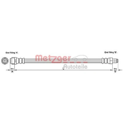 Bilde av METZGER 4110276 Bremseslange venstre bakaksel, høyre bakaksel 327 MERCEDES BENZ: Vito Minibuss, Viano, Mixto