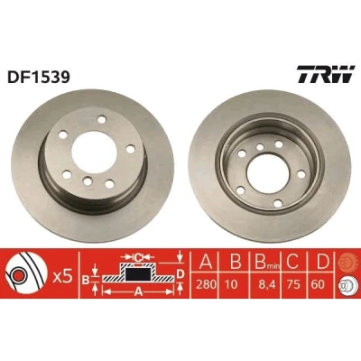 Bilde av TRW DF1539 Bremseskiver 280 10 5 120 fullt ut spraylakkert BMW: 3 Coupé, Sedan, Cabrio