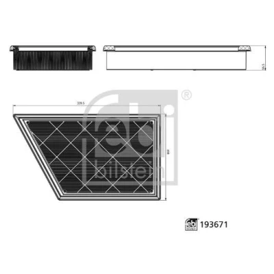 Bilde av FEBI BILSTEIN 193671 Luftfilter 56,5mm 198mm 339,5mm Filterinnsats