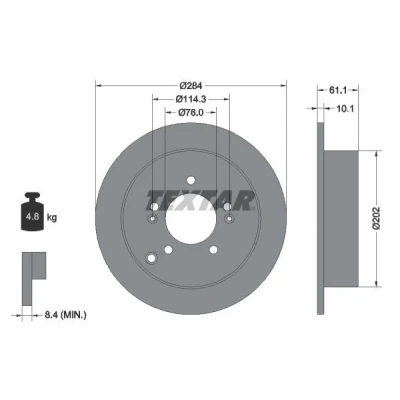 Bilde av TEXTAR PRO 92134003 Bremseskiver 284 10,1 05/08 114,3 fullt ut belagt uten hjulfestebolt, hjulnav KIA: Sportage III, II, HYUNDAI: ix35
