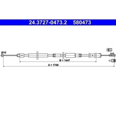 Bilde av ATE 24.3727 0473.2 Bremsekabel 1706 MERCEDES BENZ: Sprinter 3.5 T Van, Flatvogn lastebil/Chassis, Minibuss