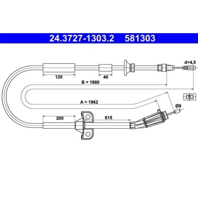 Bilde av ATE 24.3727 1303.2 Bremsekabel 1962 VOLVO: V70 2