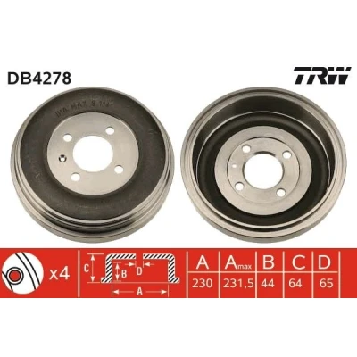 Bilde av TRW DB4278 Bremsetrommel VOLKSWAGEN: GOLF 2, 3, Jetta 2
