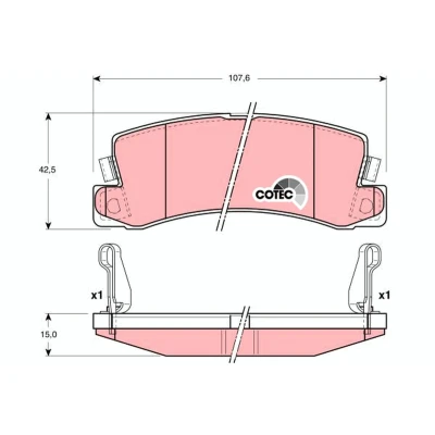 Bilde av TRW COTEC GDB3164 Bremseklosser med akustisk slitasjevarsel TOYOTA: Avensis I Sedan, Camry IV Stasjonsvogn, LEXUS: RX