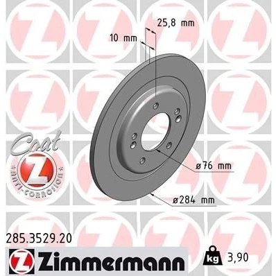 Bilde av ZIMMERMANN COAT Z 285.3529.20 Bremseskiver 284 10 7/5 5 114 fullt ut belagt KIA: cee‘d II Hatchback, Sportswagon, Pro Hatchback