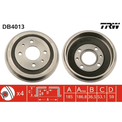 Bilde av TRW DB4013 Bremsetrommel 205,5 FIAT: 850 Sedan