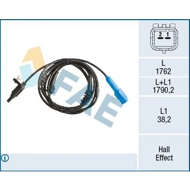Bilde av FAE 78516 ABS Sensor Hall prinsipp 2 1762 CITROËN: C5 III Stasjonsvogn, 3, C6 Sedan, PEUGEOT: 407 SW, Coupé, Sedan