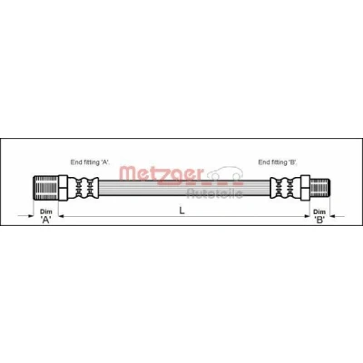 Bilde av METZGER 4115148 Bremseslange 273 M3/8 x 24