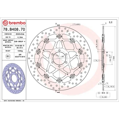 Bilde av BREMBO Bremseskive Serie Oro foran 320mm 5mm 6 hullet, todelt bremseskive, flytende 78B40870 Bremseskiver, Skivebremser