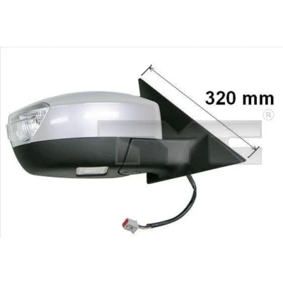 Bilde av Sidespeil Tyc 310 0123 høyre grunnet for elektrisk speiljustering, konveks, kan varmes opp FORD: S Max Mk1