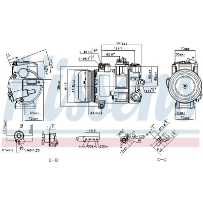 Bilde av NISSENS 890696 Kompressor 6SBU16C 12 PAG 46 R 134a MERCEDES BENZ: C Klasse T modell, Sedan, SLK